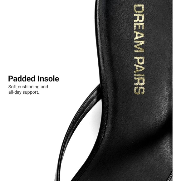 Dream Pairs Women Black Faux Leather  Square Open Toe  Low Heels Sandals Shoes - Picture 5 of 8